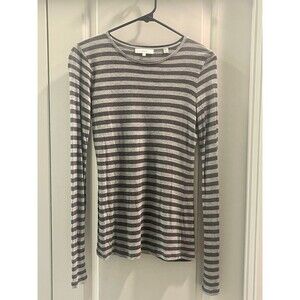 VINCE Charcoal Striped Long-Sleeved T, Size S